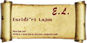 Eszlári Lajos névjegykártya